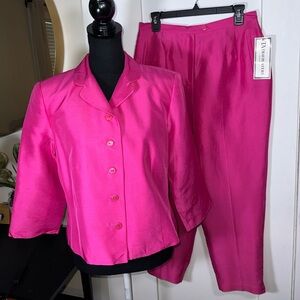 VINTAGE 100% Silk Shell Women's Pink Pants & Jumpsuit Set NWT 0052